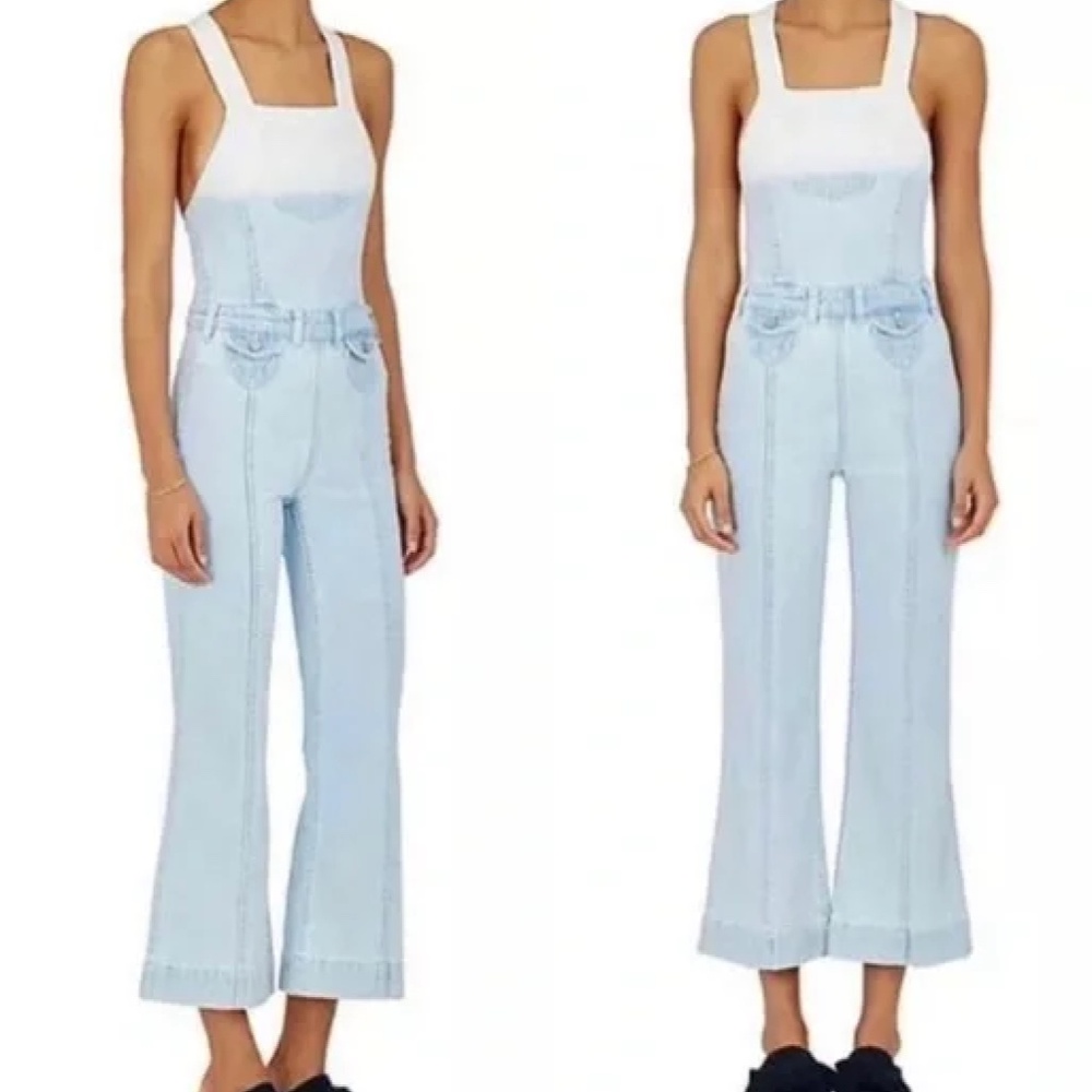 Ulla Johnson Claude Denim Fare Overall Jumpsuit Ombre | 2